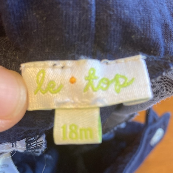 Le Top Baby Boy Size 18 Month Blue Knit Shortalls Sailboat Applique 100% Cotton - Picture 2 of 9